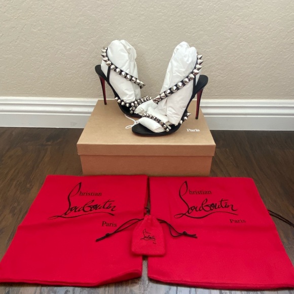 DS CHRISTIAN LOUBOUTIN SPIKITA STRAP 100 size 37 (6.5 US) black - Picture 6 of 9
